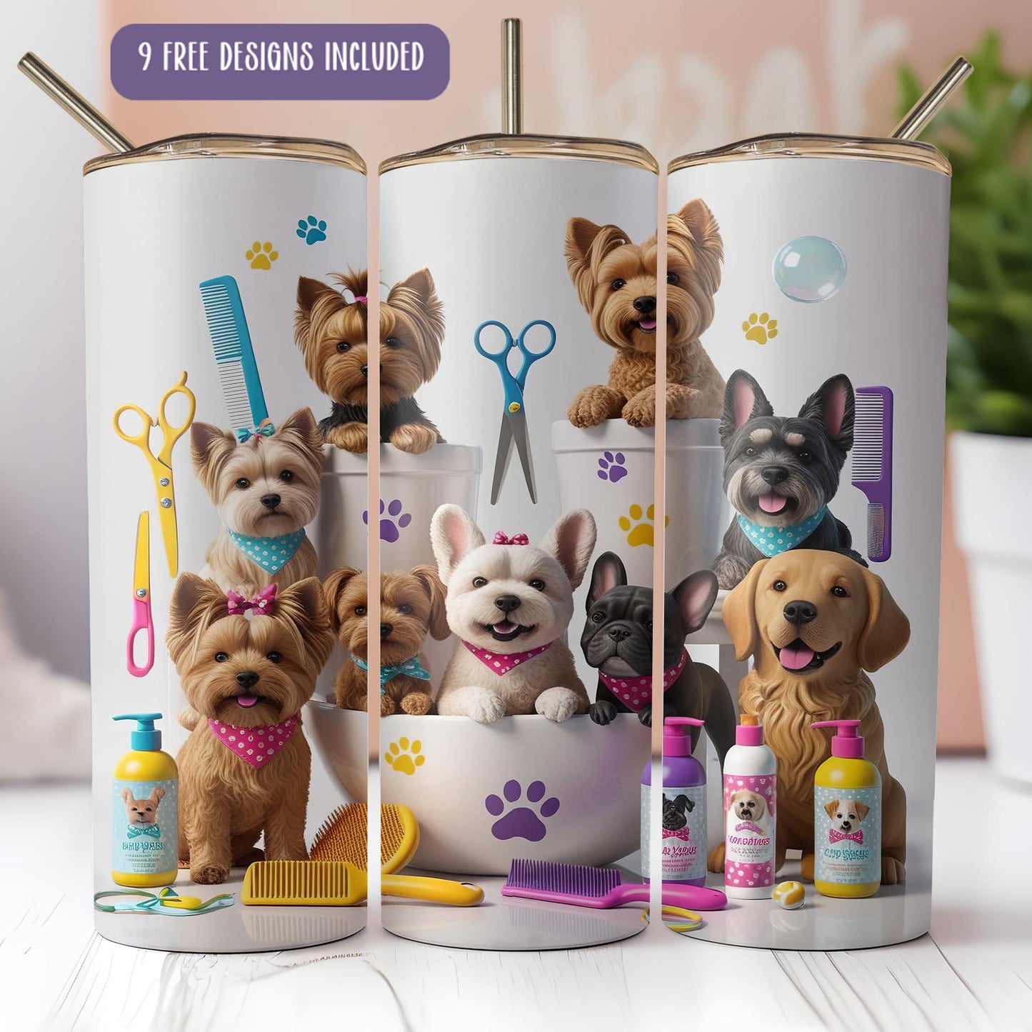 a group of dogs sitting in a bath tub