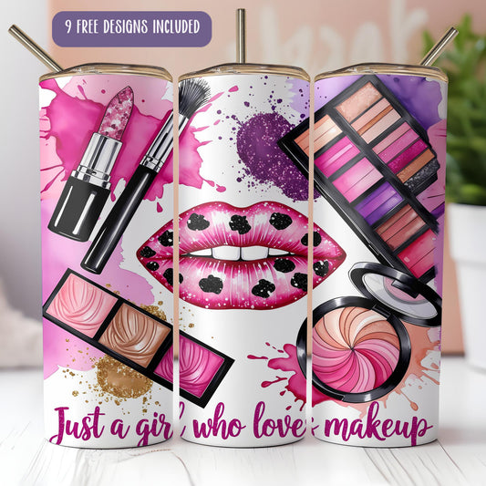 a display case with lipstick and makeup on it