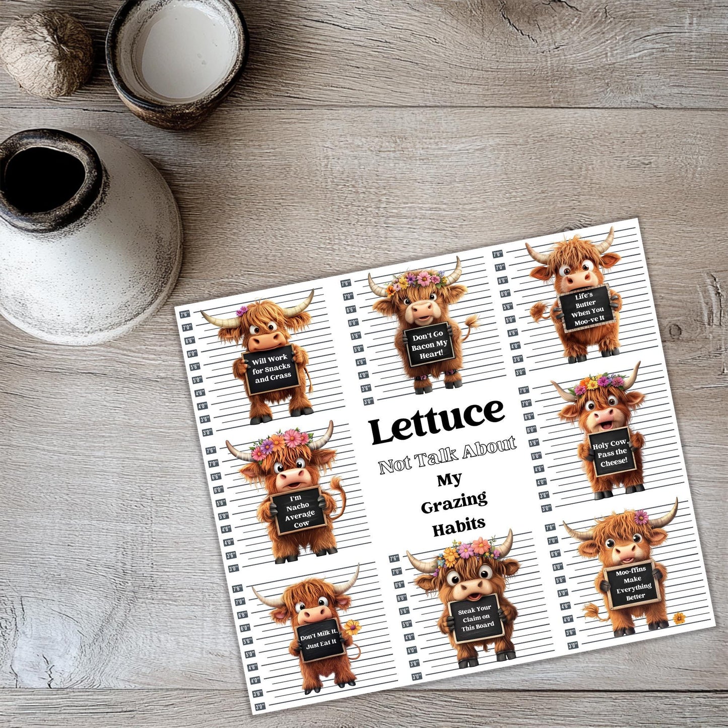 Highland Cow Mugshot 20oz Tumbler Wrap