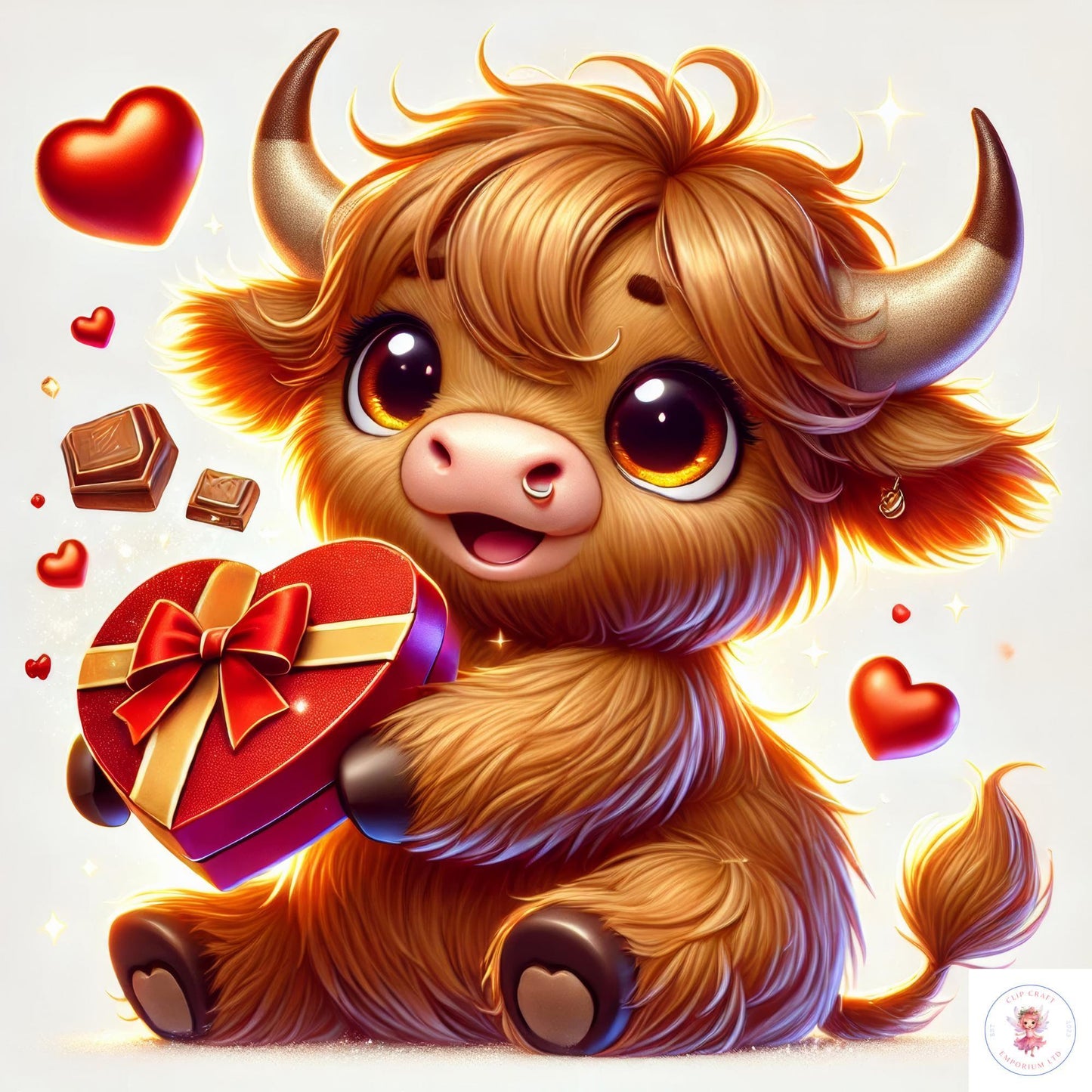 15 Valentine's Highland Cow Clipart