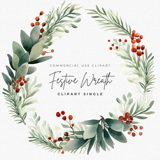 Festive Wreath Clipart Single