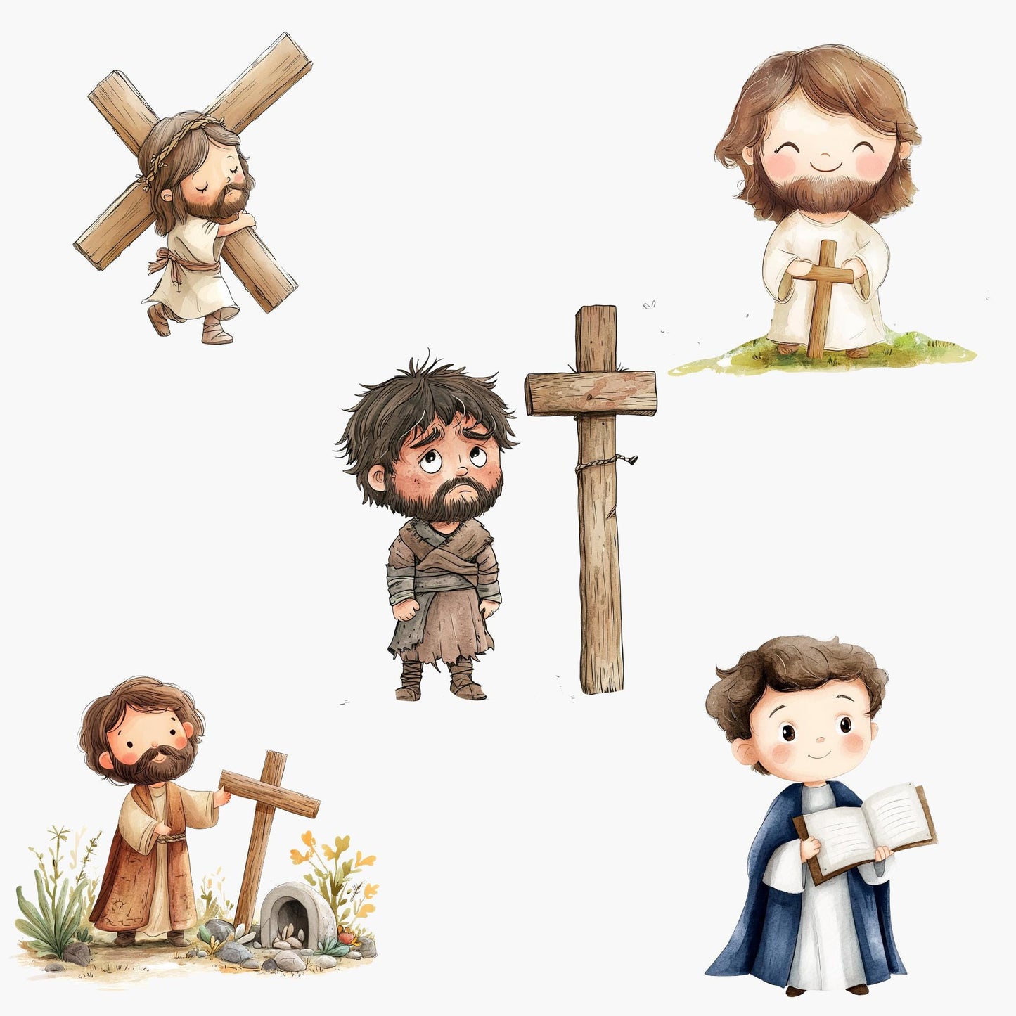 Imágenes prediseñadas de personajes bíblicos de Pascua