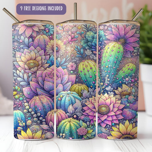 a set of three colorful cactus canisters sitting on top of a table