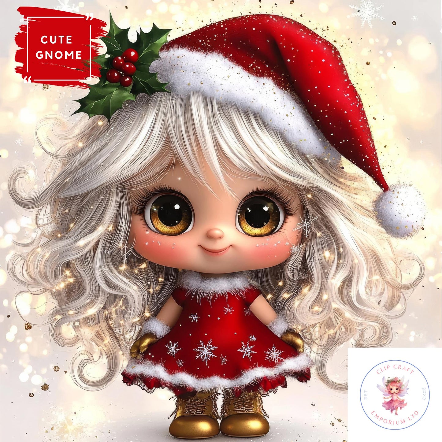 15 Quirky Chrstmas Gnome Girl Clipart