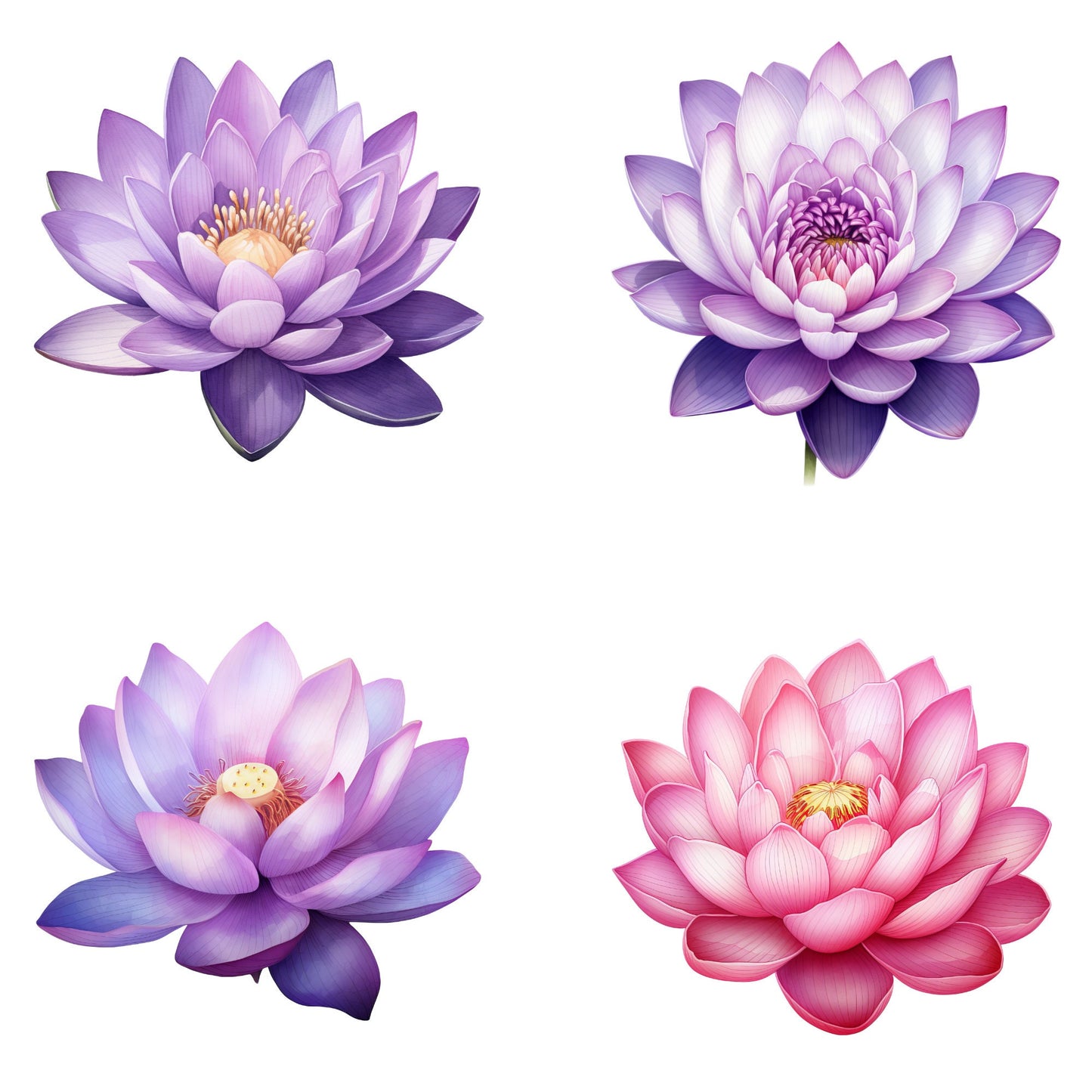 Clipart de flor de loto en acuarela