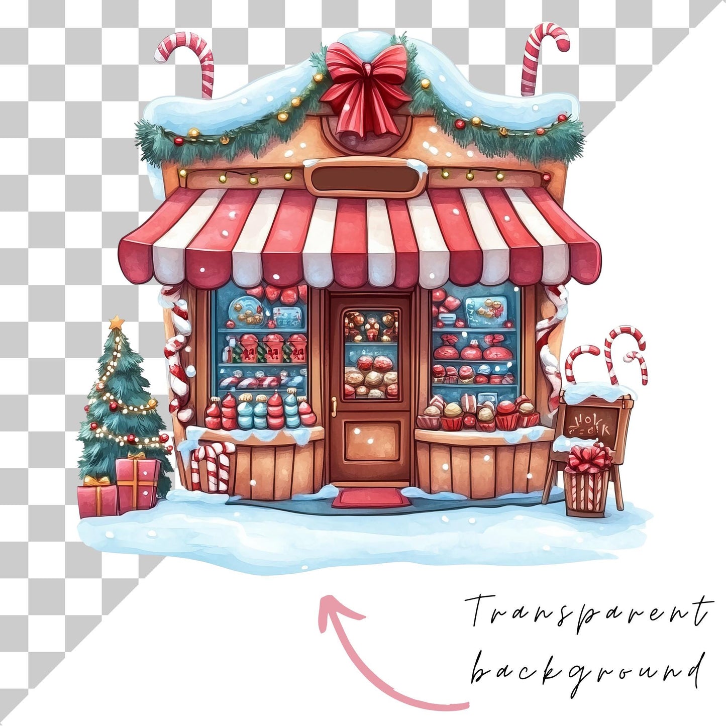 Christmas Candy Storefront Clipart