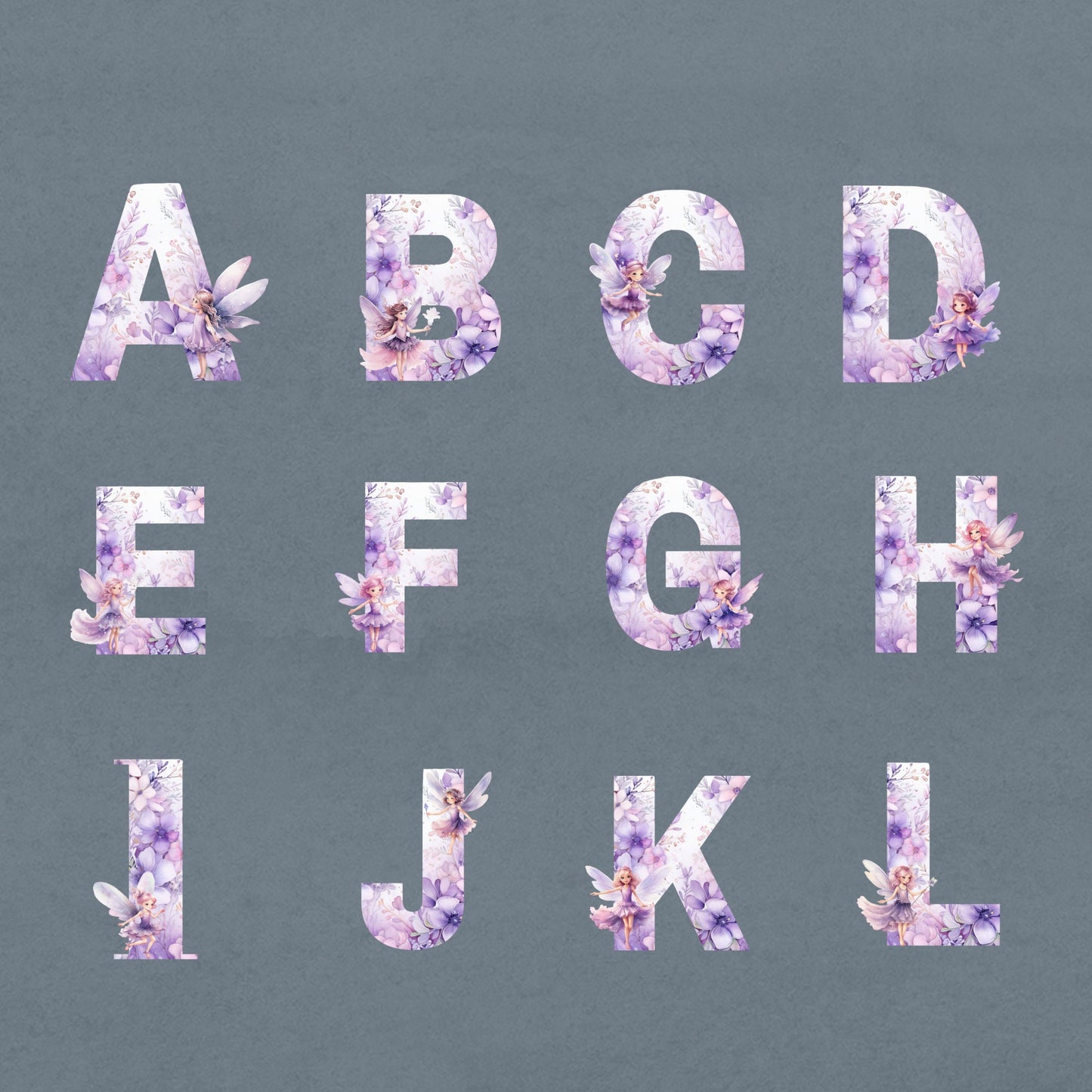 Watercolor Fairy Alphabet Clipart