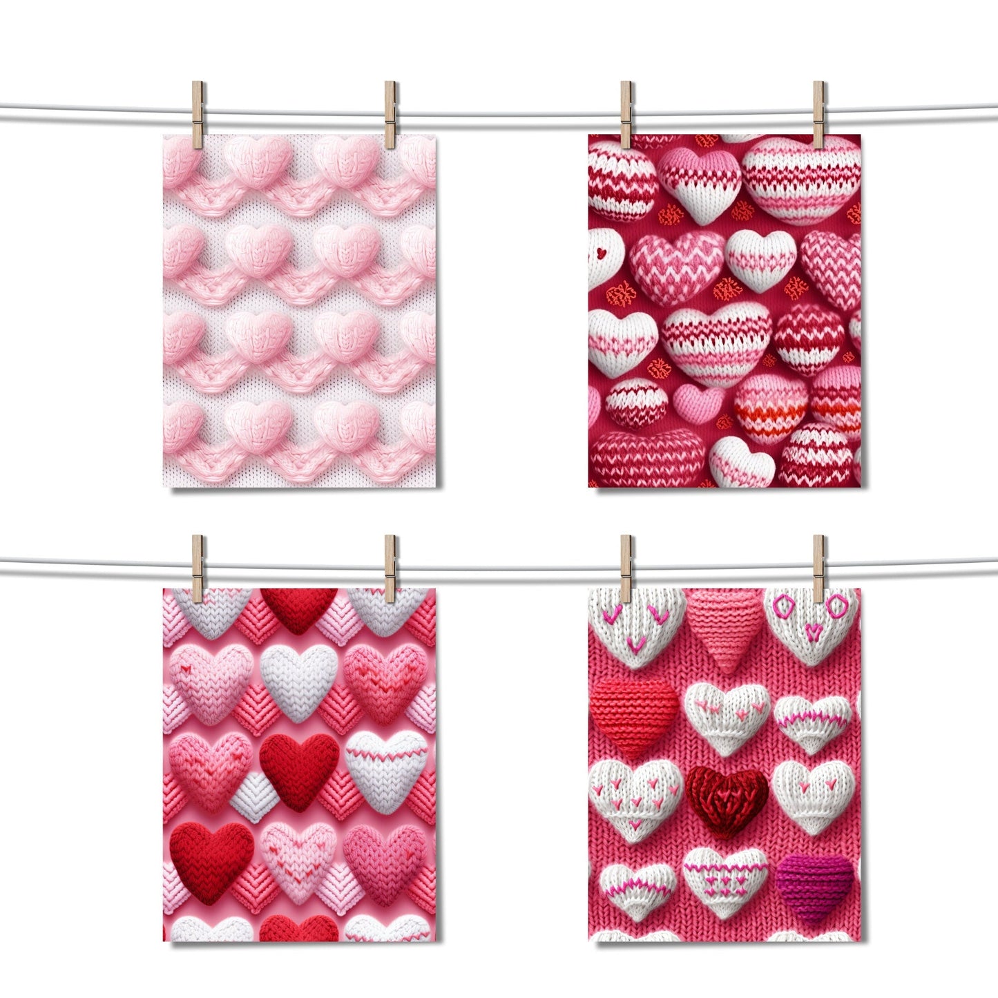 Valentine's Day Knitted Hearts & Roses Seamless Pattern