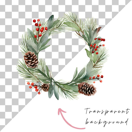 Festive Wreath Clipart Single