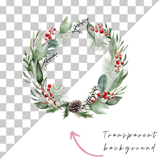 Festive Wreath Clipart Single