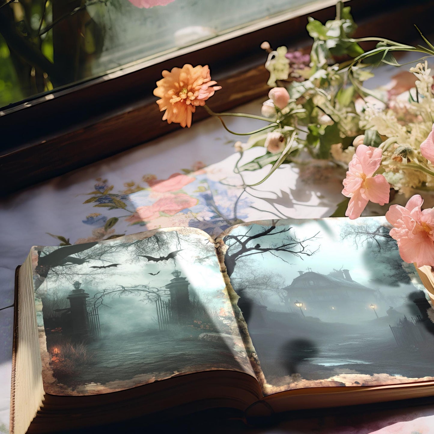 Páginas de diario basura de escenas espeluznantes