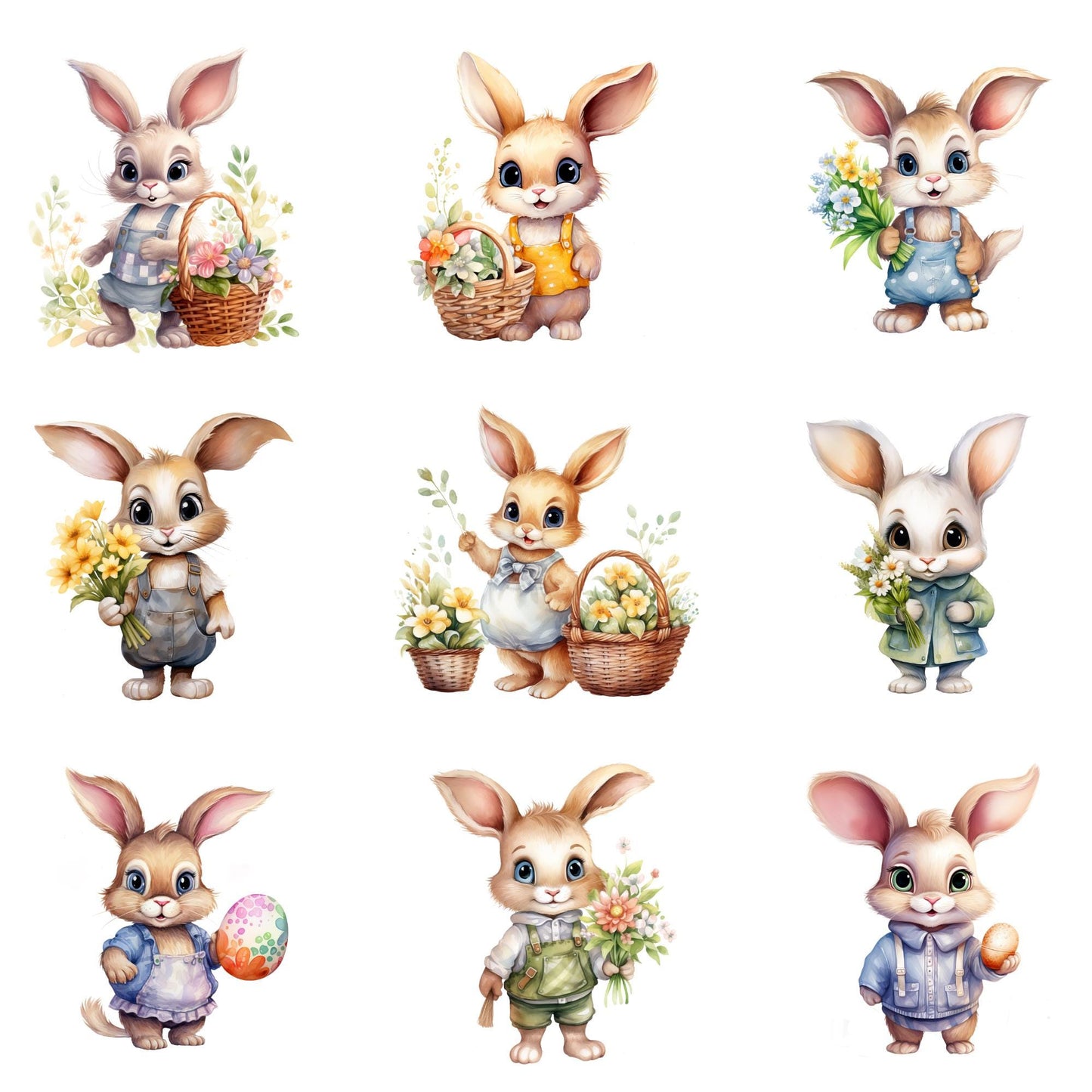 Clipart de Feliz Pascua en acuarela pastel