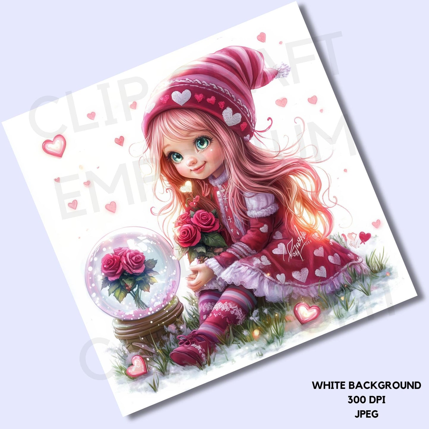 Pink Valentines Gnome Clipart