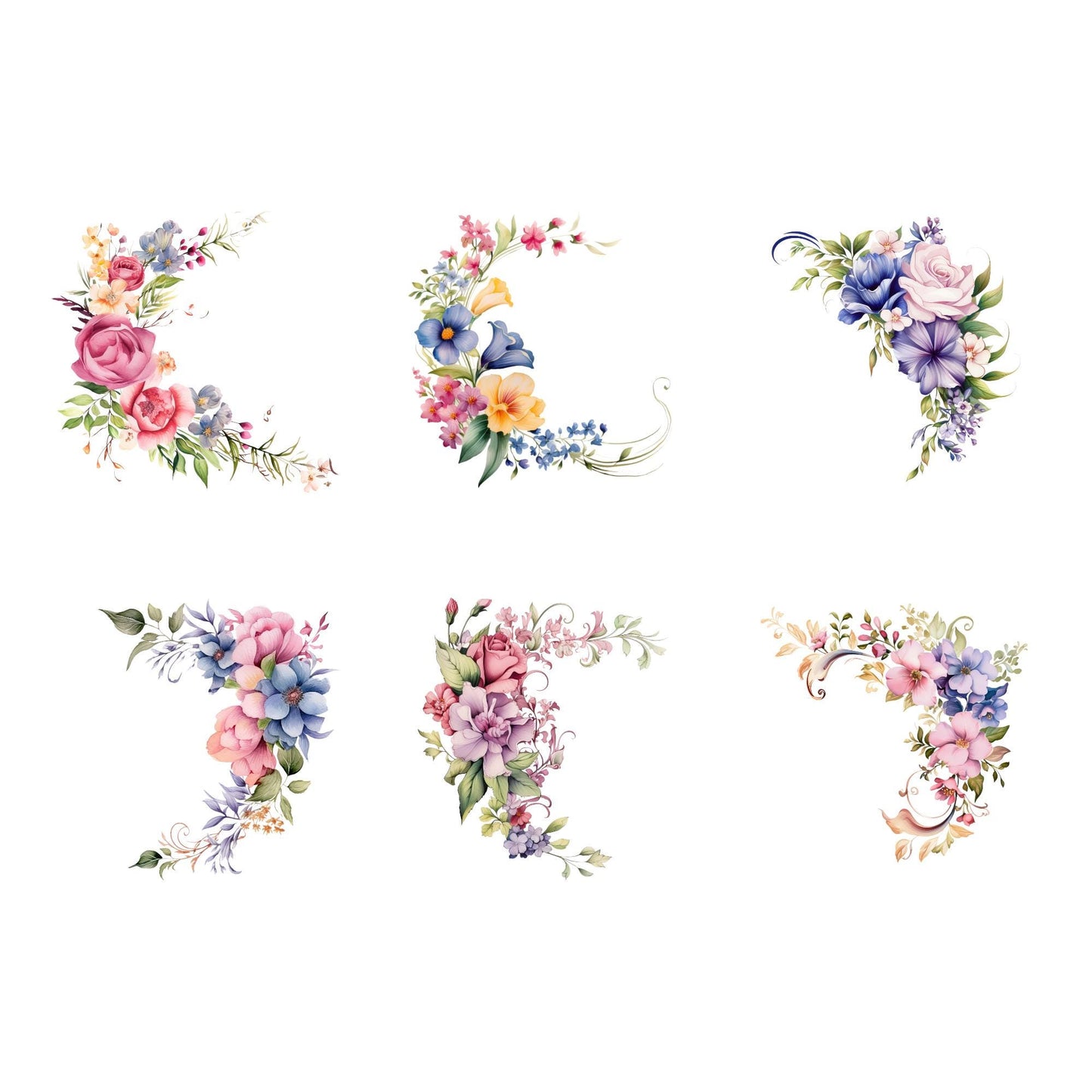 Regency Floral Corner Arrangements Clipart