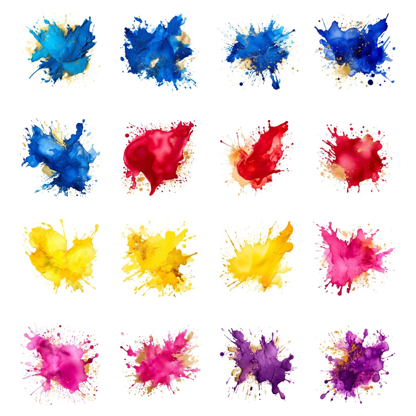 Vibrant watercolor splatter clipart