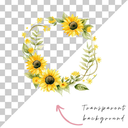 Sunflower Wreath Clipart Single