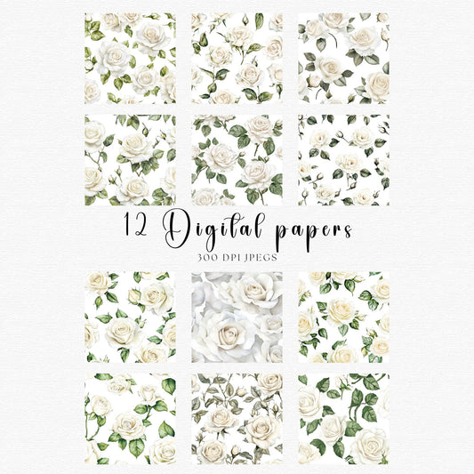 Ivory Rose Digital Papers