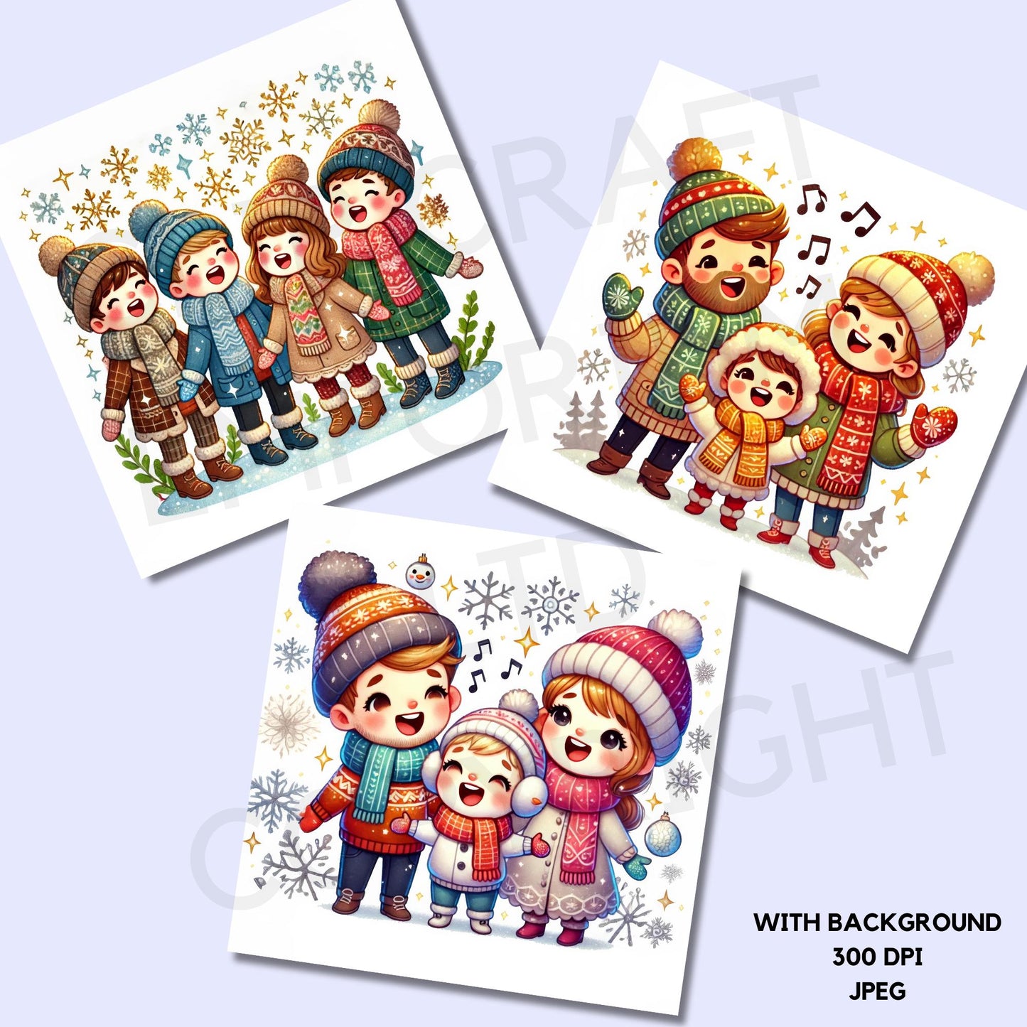 6 Christmas Caroler Clipart