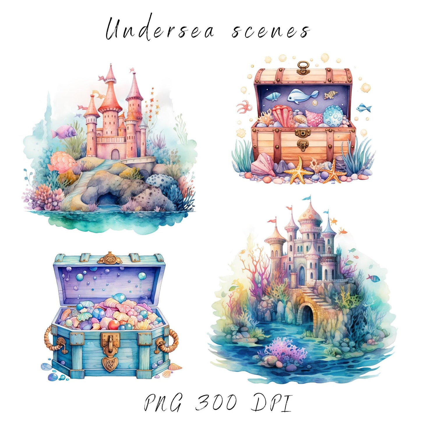 Watercolor Under the Sea Clipart
