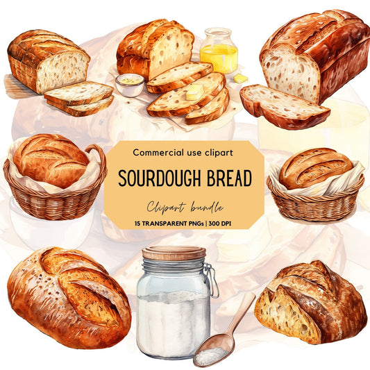 Watercolor Sourdough  bread Clipart