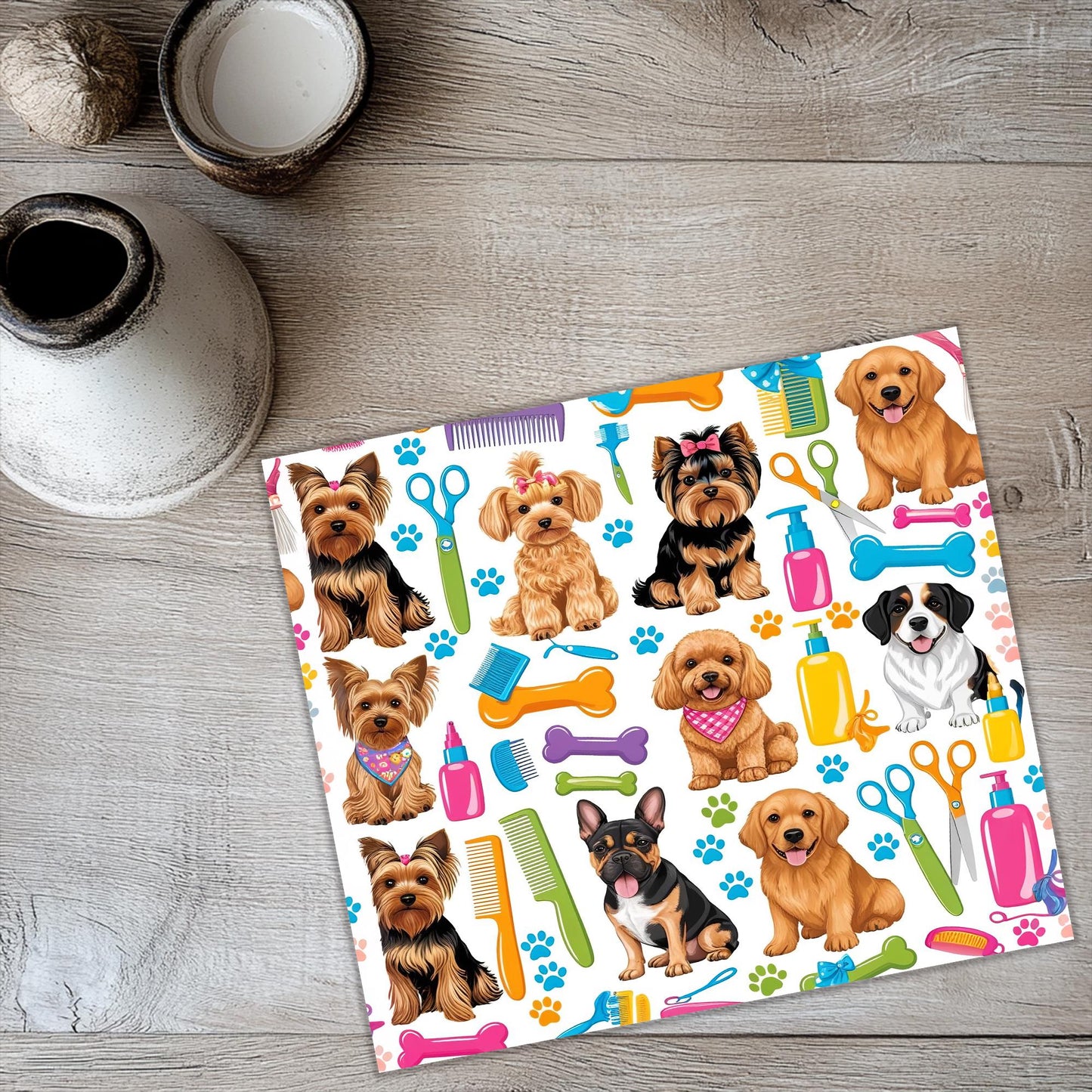 a pattern of dogs on a white background