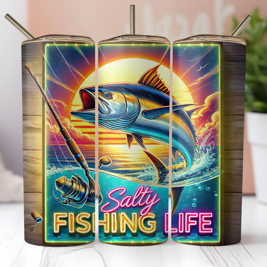 a painting of a fish jumping out of the water