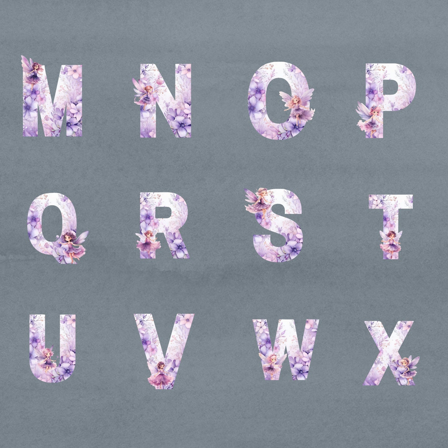 Watercolor Fairy Alphabet Clipart