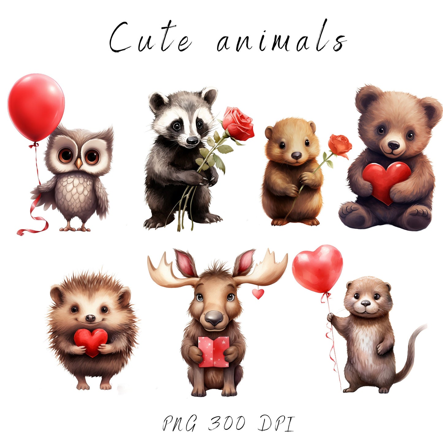 Valentines Cute Animal Clipart