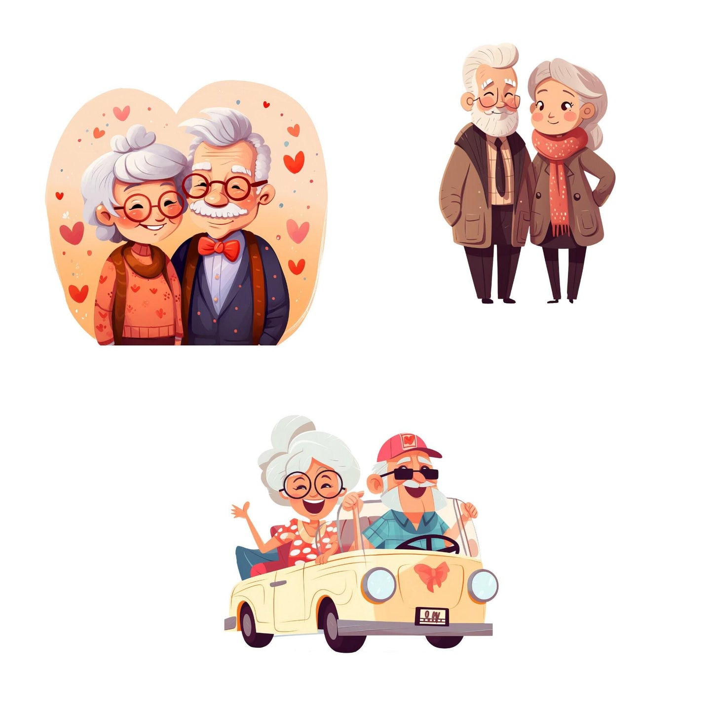 Quirky Old Couples Clipart