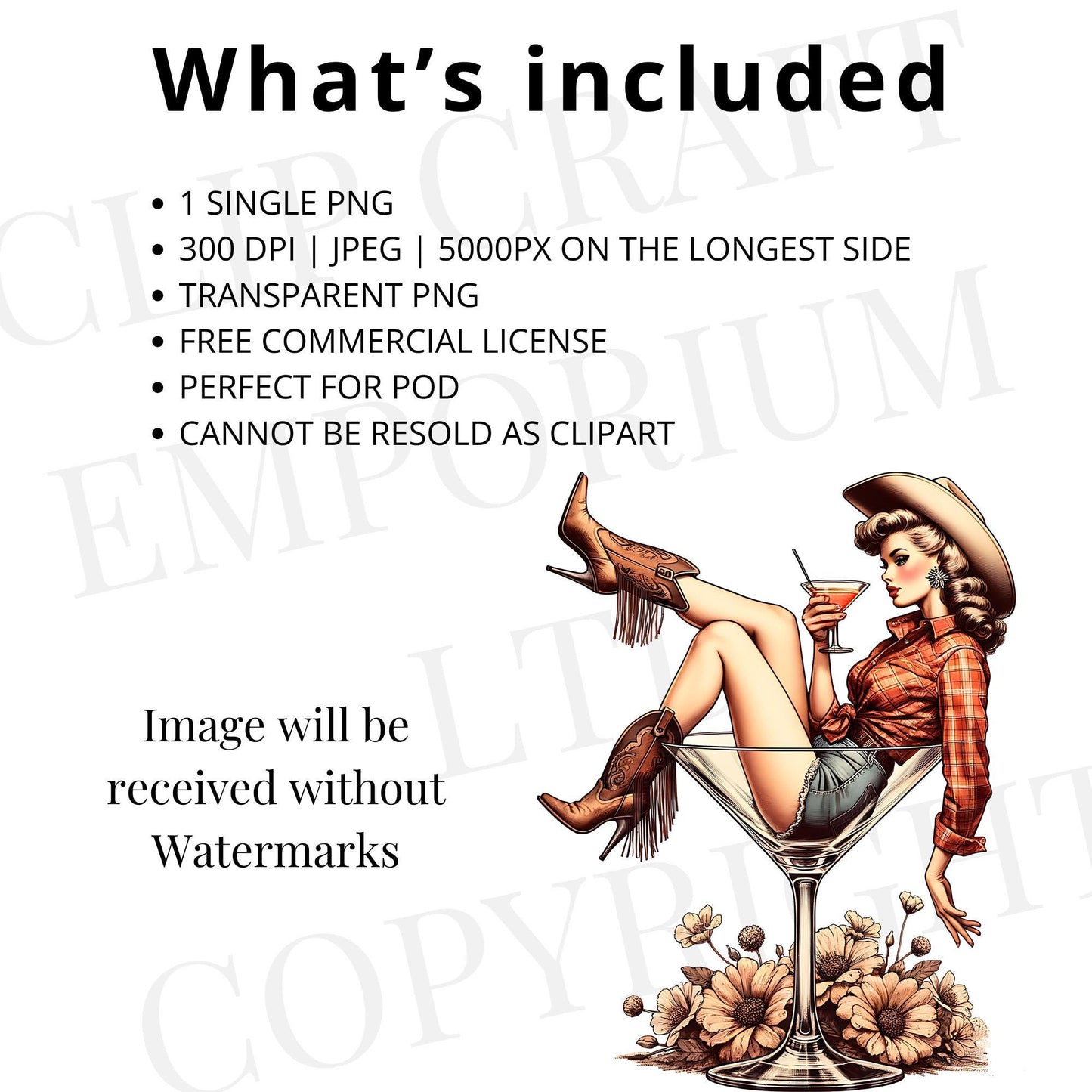Cowgirl Martini Glass PNG