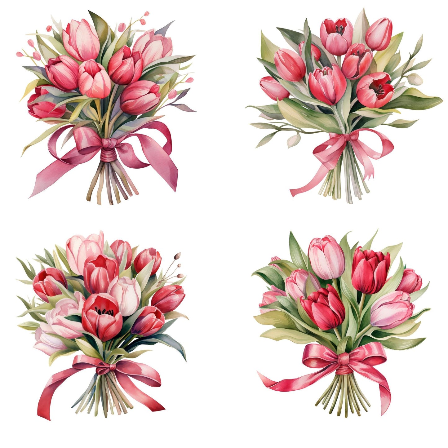 Red and Pink Tulip Clipart