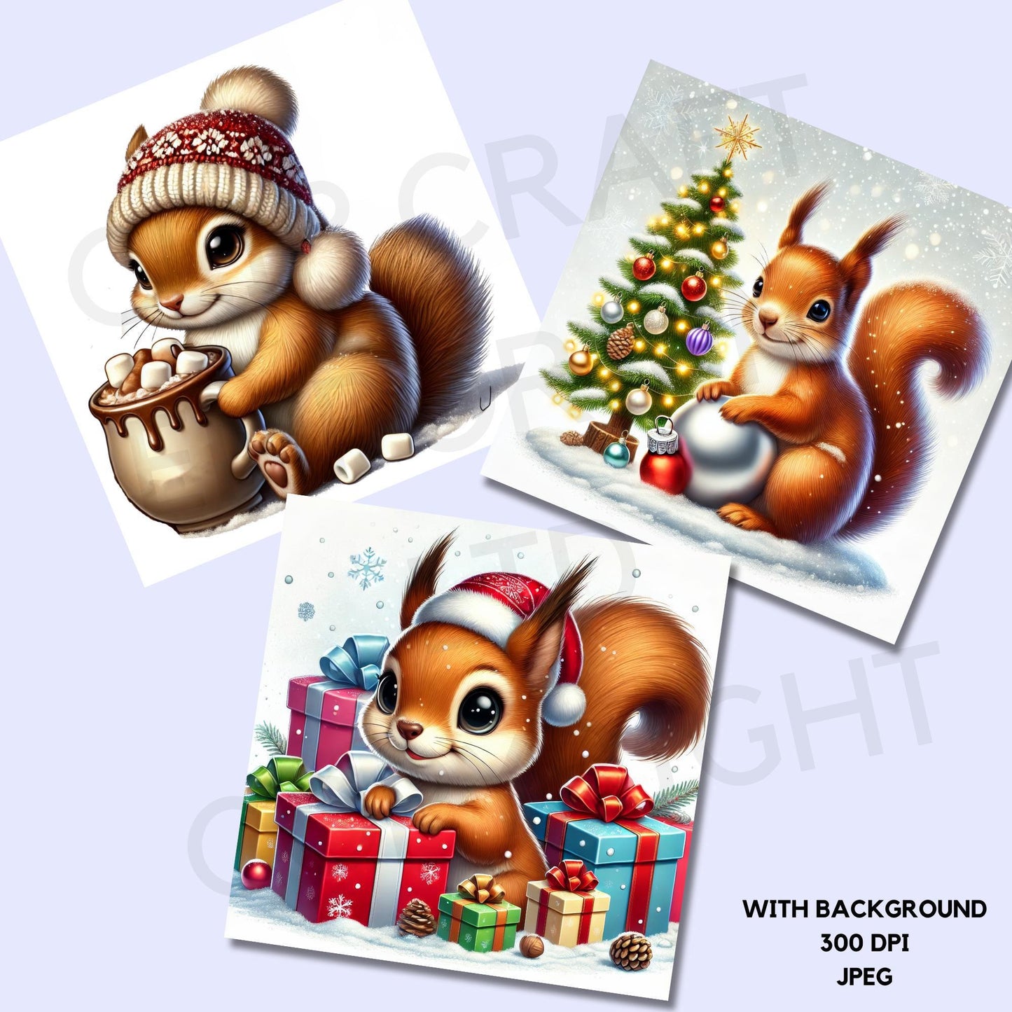 15 Christmas Squirrel Clipart