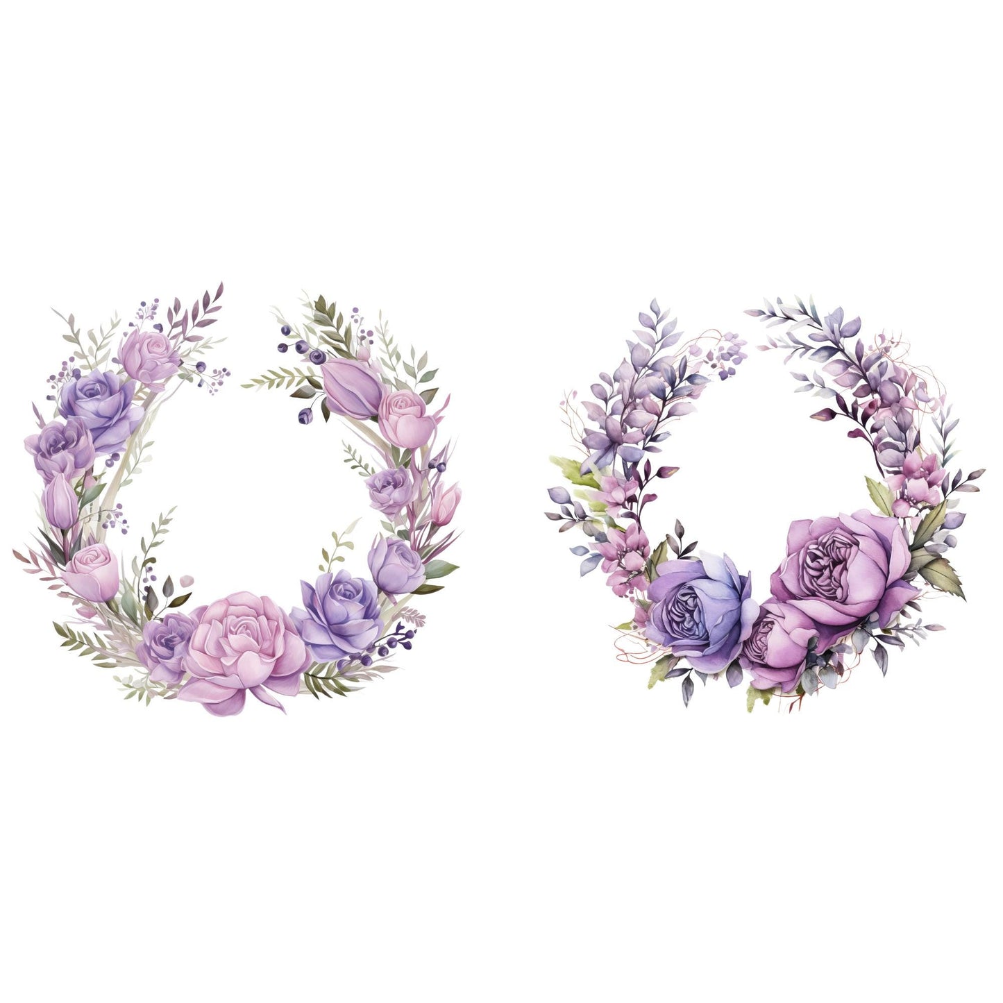 Watercolor Lilac Floral Clipart