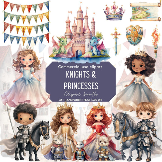 Fairytale Knights and Princess Clipart