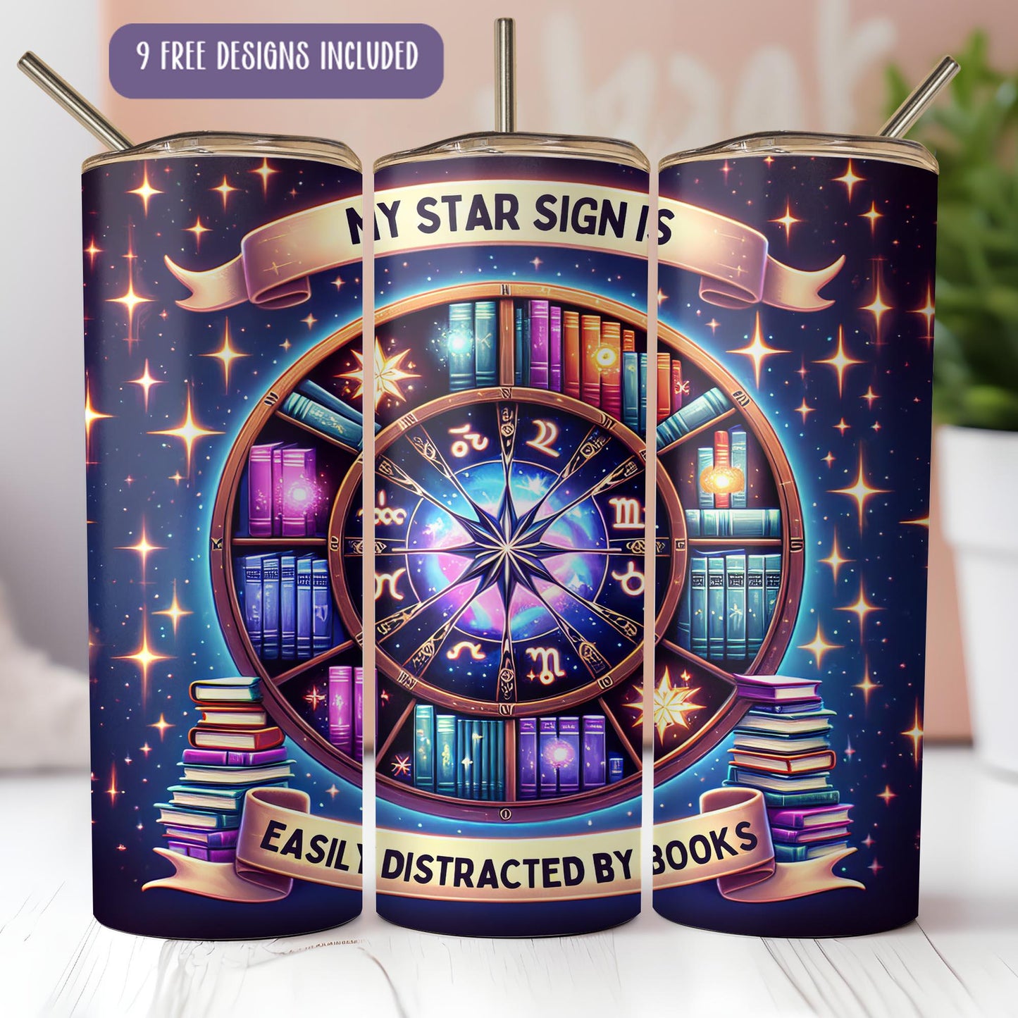 a couple of mugs that have books on them