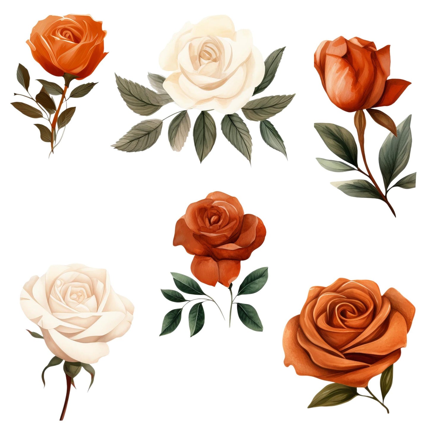 Burnt Orange and Ivory Clipart