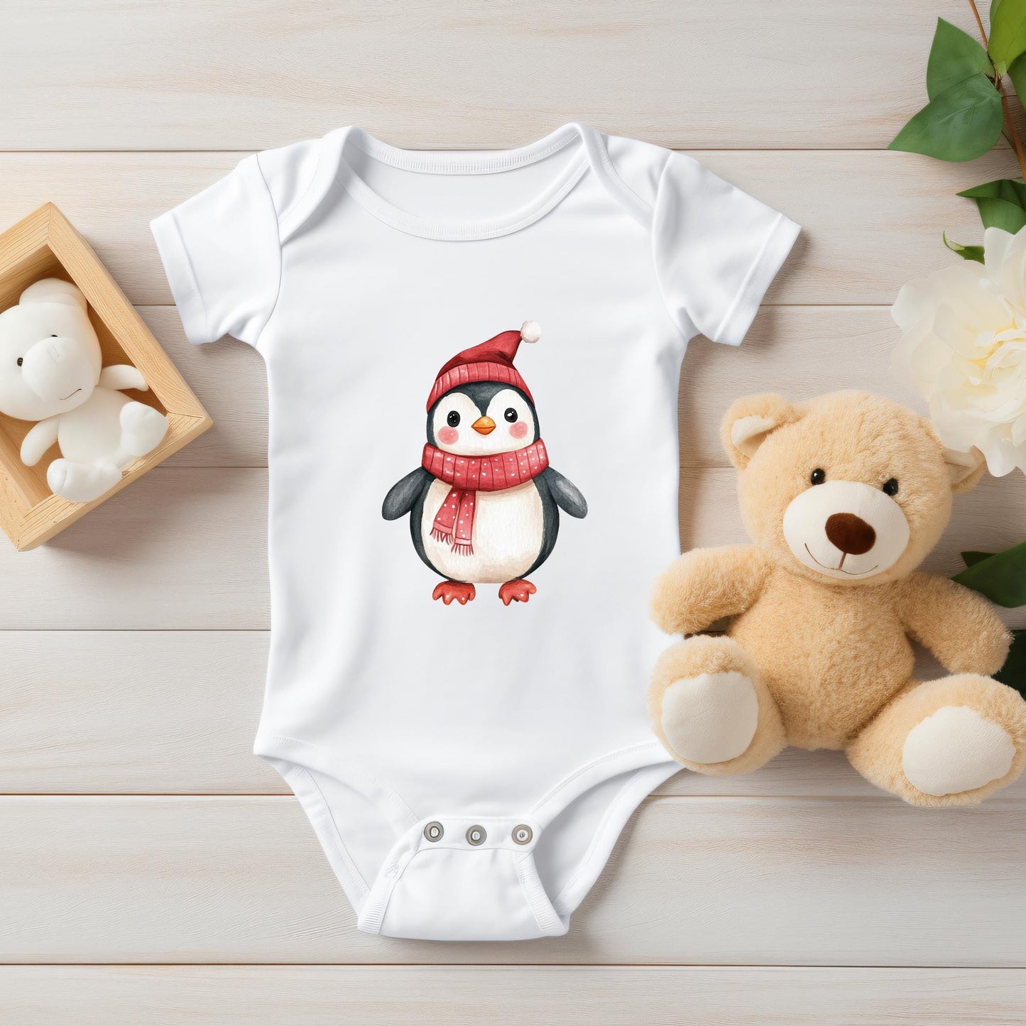 Watercolor Christmas Penguin Clipart