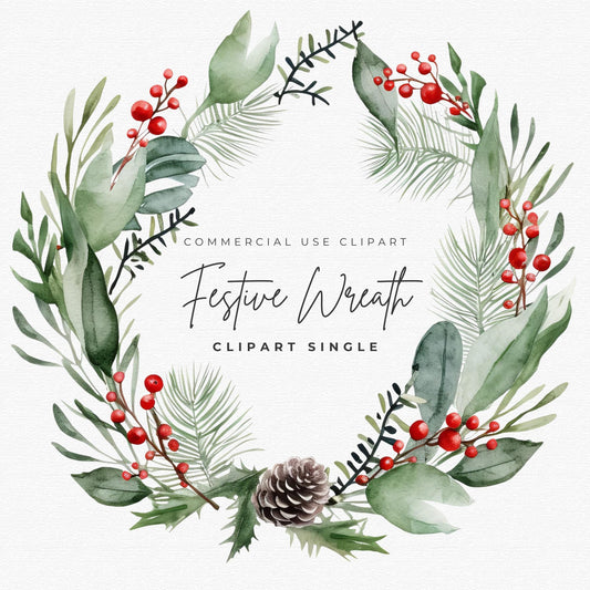 Festive Wreath Clipart Single