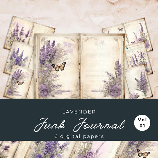 Lavender Junk Journal Pages