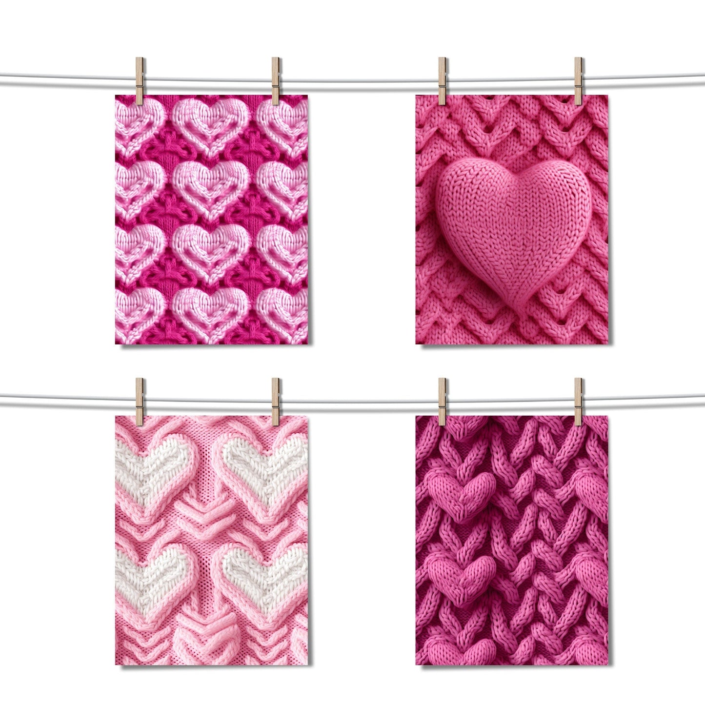Valentine's Day Knitted Hearts & Roses Seamless Pattern