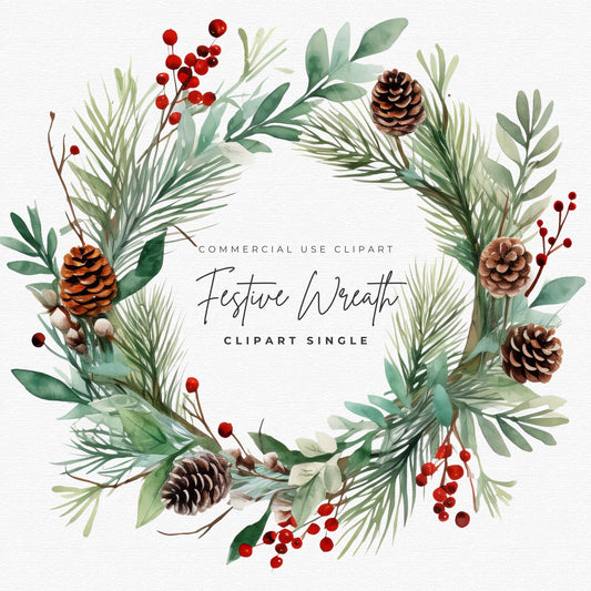 Festive Wreath Clipart Single