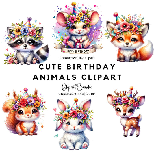 Cute Birthday Animal Clipart