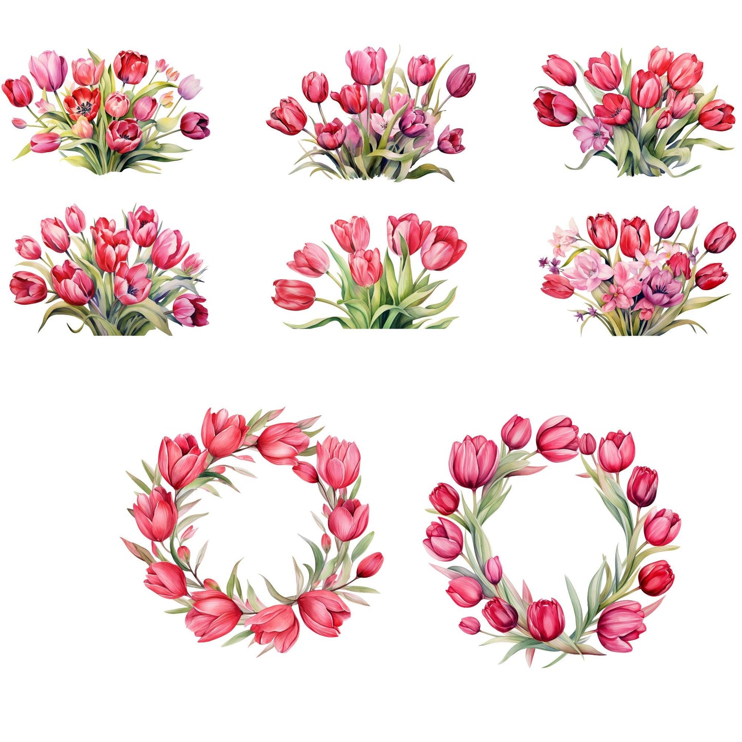 Red and Pink Tulip Clipart