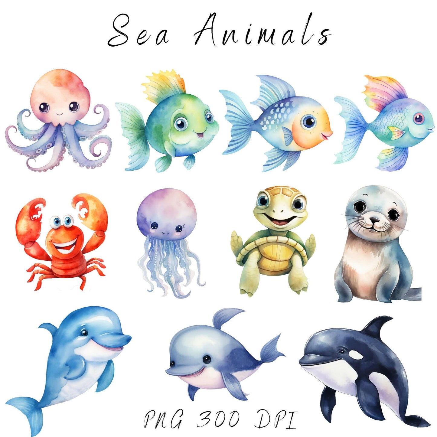 Watercolor Under the Sea Clipart