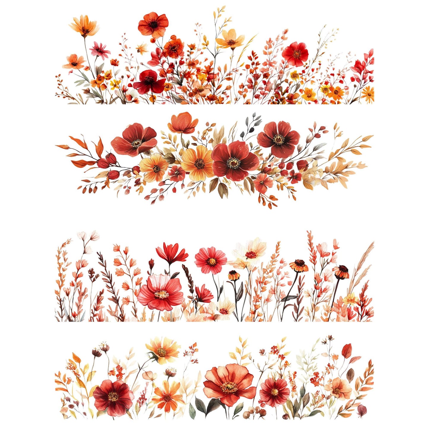 Watercolor Fall Wild Flowers Clipart