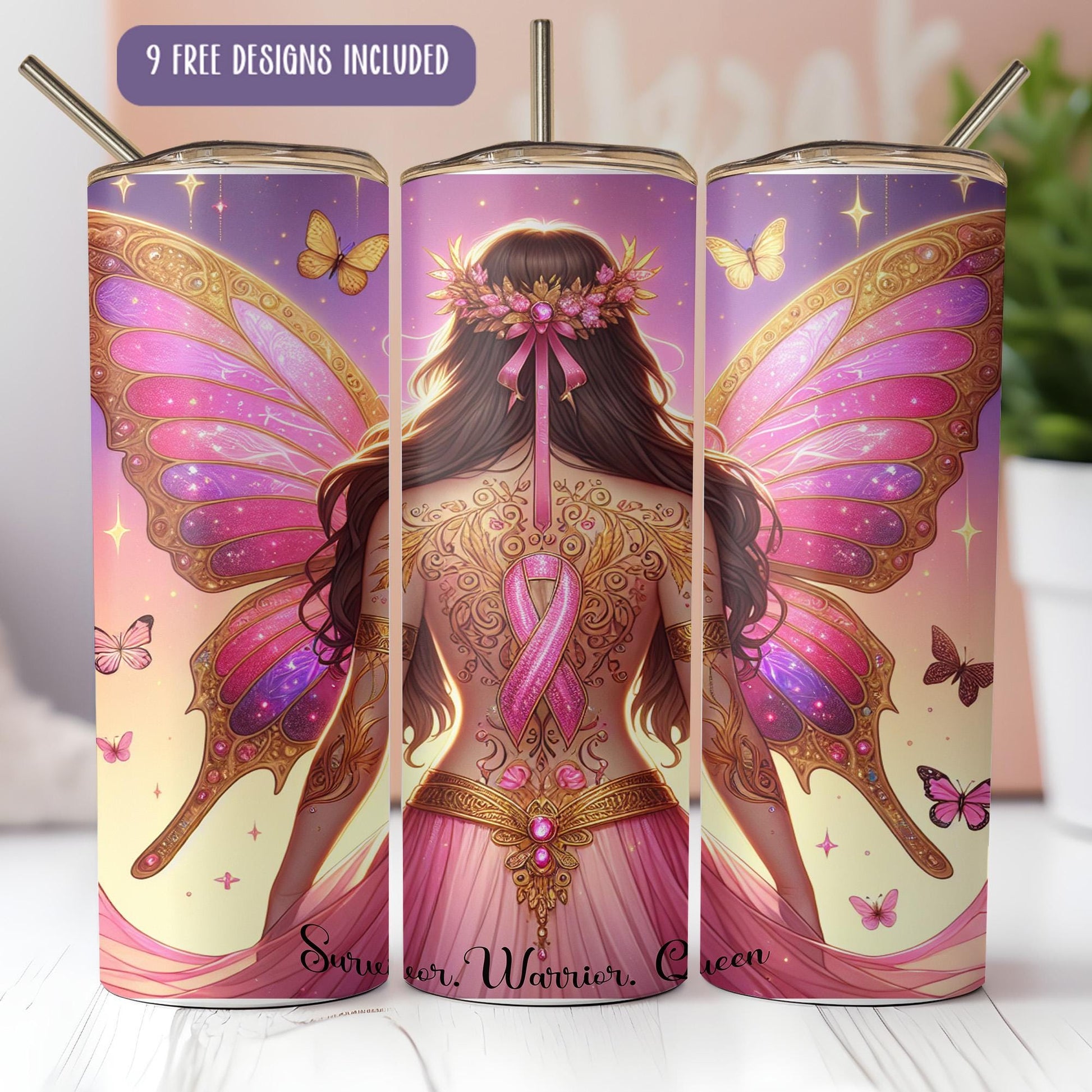 a pink tin with a picture of a girl with a butterfly on it