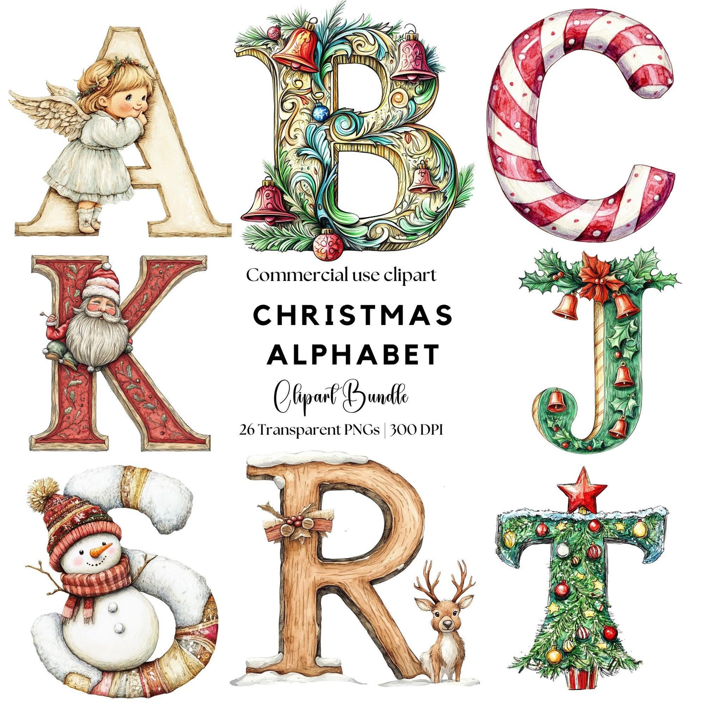 Clipart del alfabeto navideño