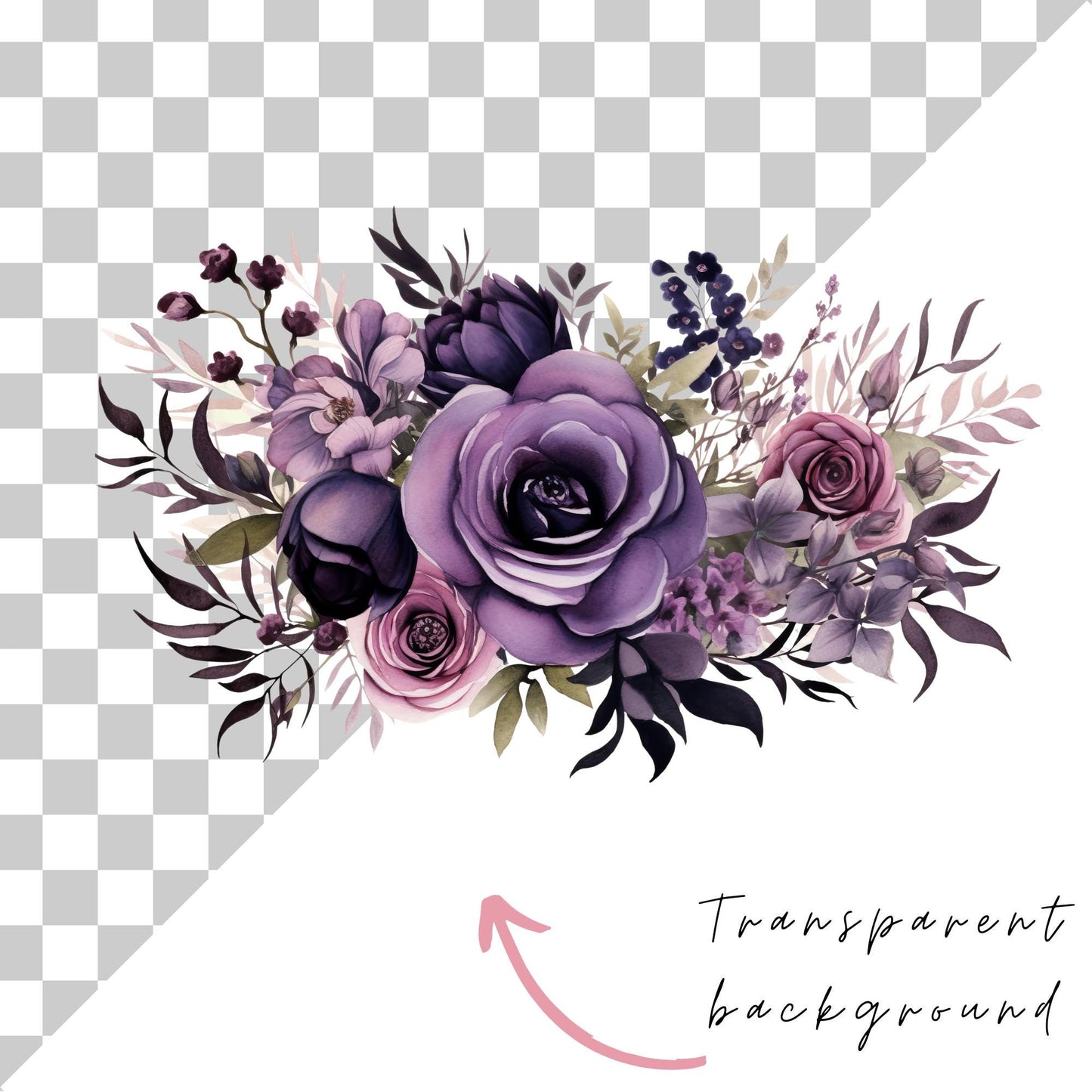 Clipart de flores de color morado oscuro