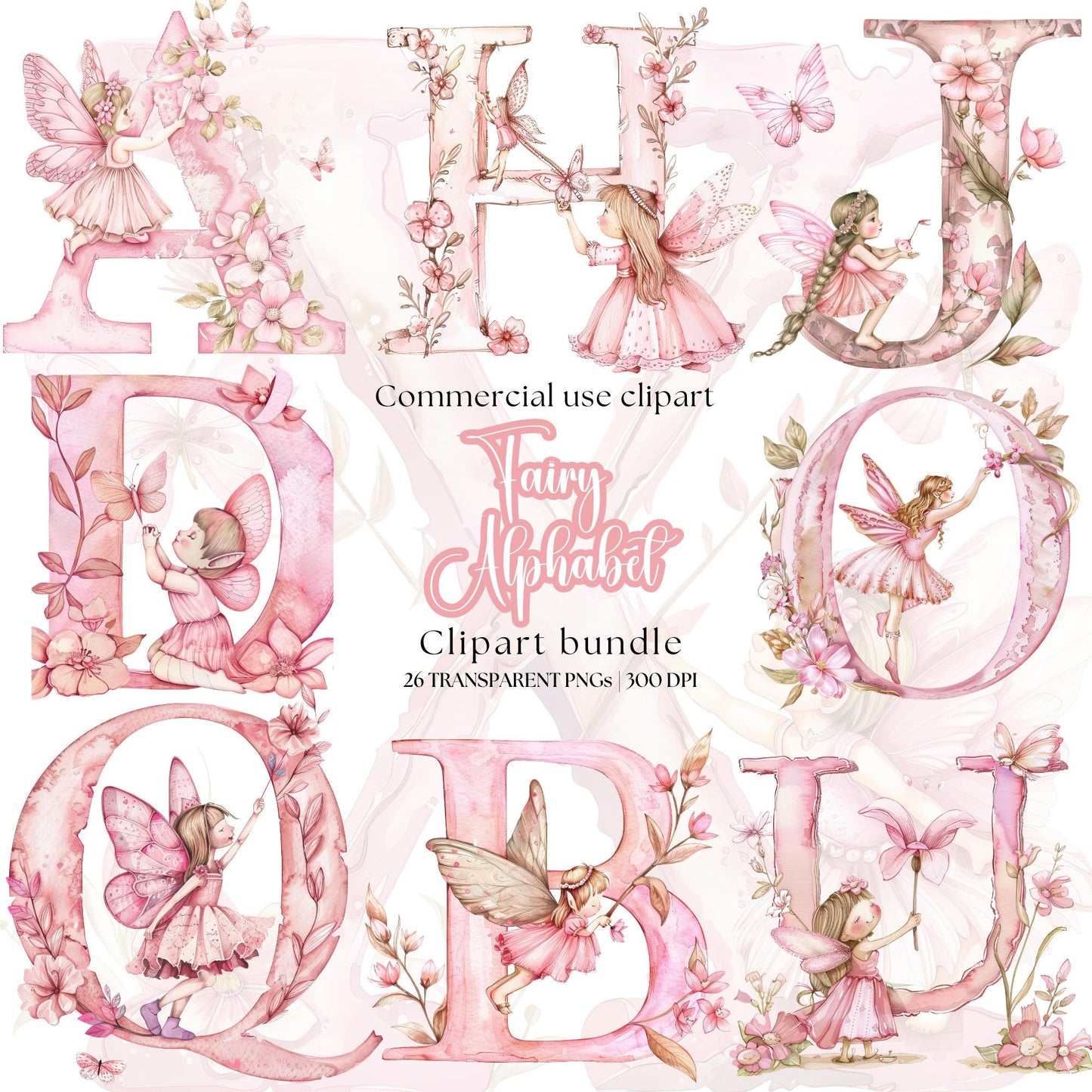 Pink Fairy Alphabet Clipart
