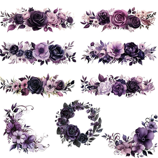 Clipart de flores de color morado oscuro